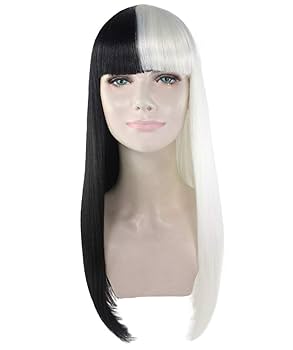 Amazon | Wigs2you 仮装 ウィッグ H-3335 黒白 ツートンロング