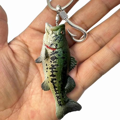 Image of Bass Fishing Keychain Gifts, Bass Fish Key Chain for Men, Cool Fishing Keychain Stuff Funny for Fishing Lovers