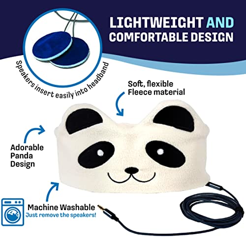 CozyPhones Over The Ear Headband Headphones - Kids Headphones Volume Limited with Thin Speakers & Super Soft Fleece Headband - Ivory Panda - Image 4