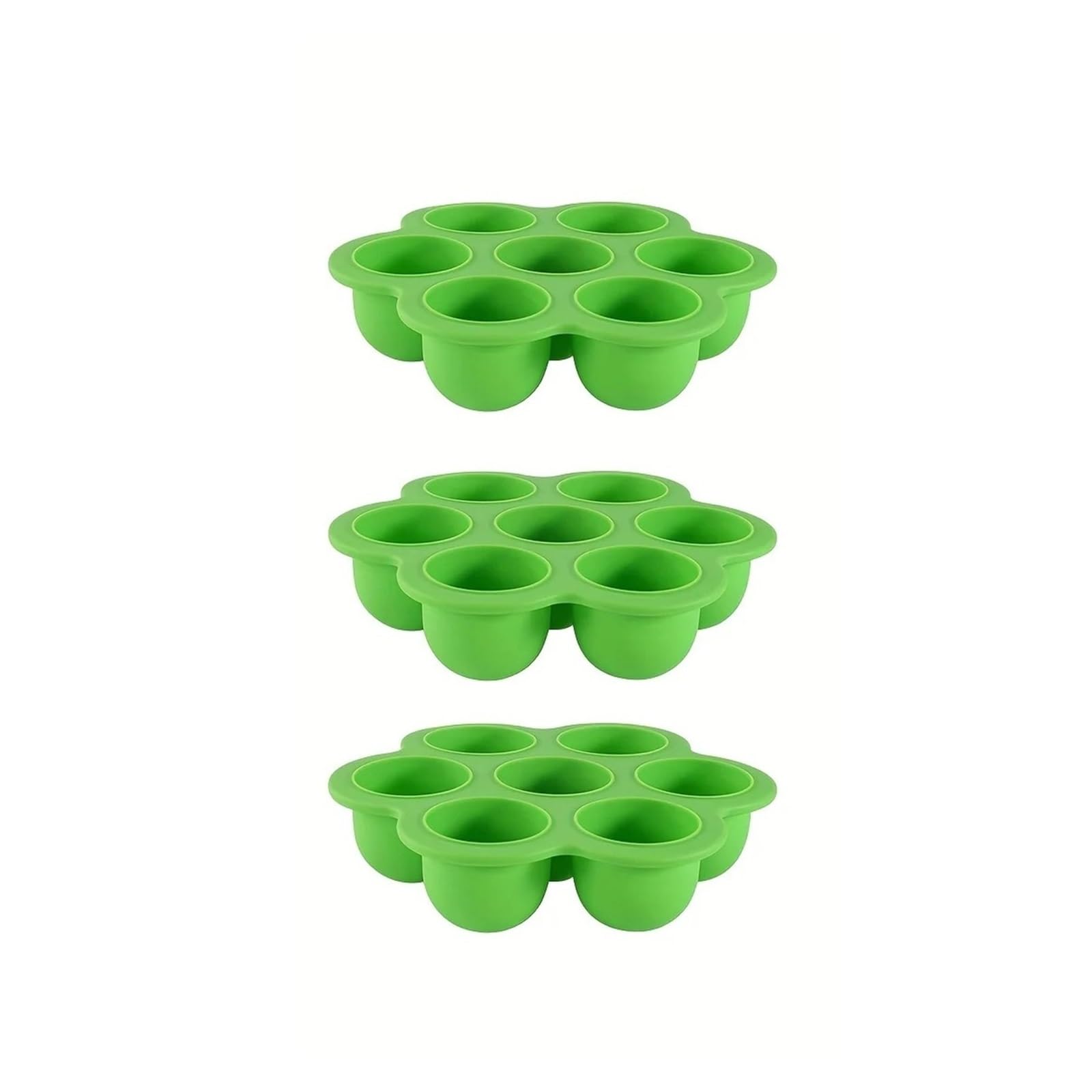 Genérico Moules à Muffins Ronds en Silicone antiadhésifs 7 cavités, Plateau de Recettes Cupcakes au Pudding avec friteuse Air for la Cuisson 3 pièces(Green)