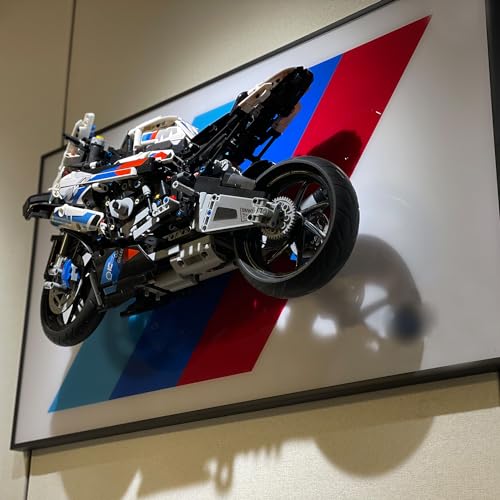 Image of iLuane Display Wallboard for LEGO Technic BMW M 1000 RR 42130 Motorcycle Model Kit, Adult Collectibles Wall Mount, Home or Office Decor (No Car Included)