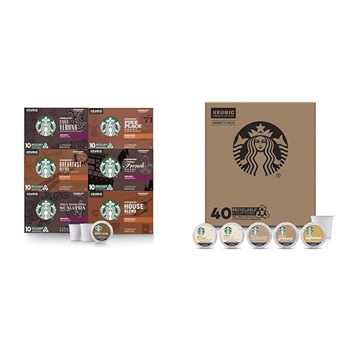Starbucks Cápsulas de café K-Cup Black Coffee - Paquete variado para cafeteras Keurig, 6 cajas (60 cápsulas en total) y cápsulas de café K-Cup