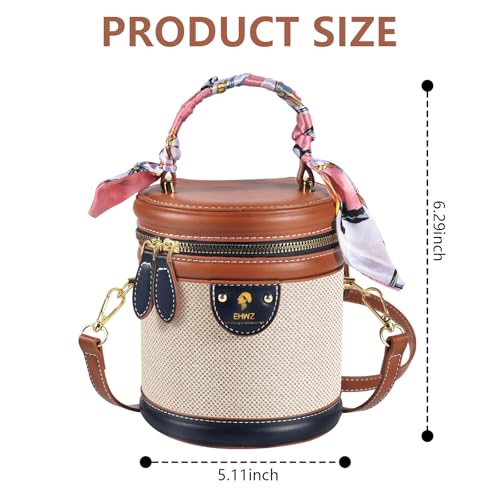 Image of 2025 Colorblock Bucket Bag for Women,Retro Crossbody Bags for Women Female PU Leather Color Contrast Cylinder