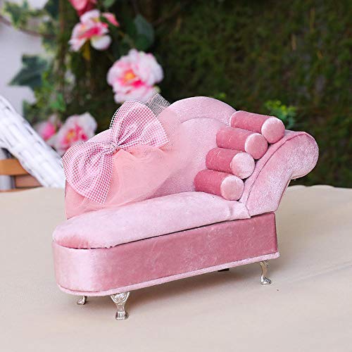 Jstoo Boîte À Bijoux De Canapé en Flanelle Rose Bowknot-Canapé De Beauté Cover