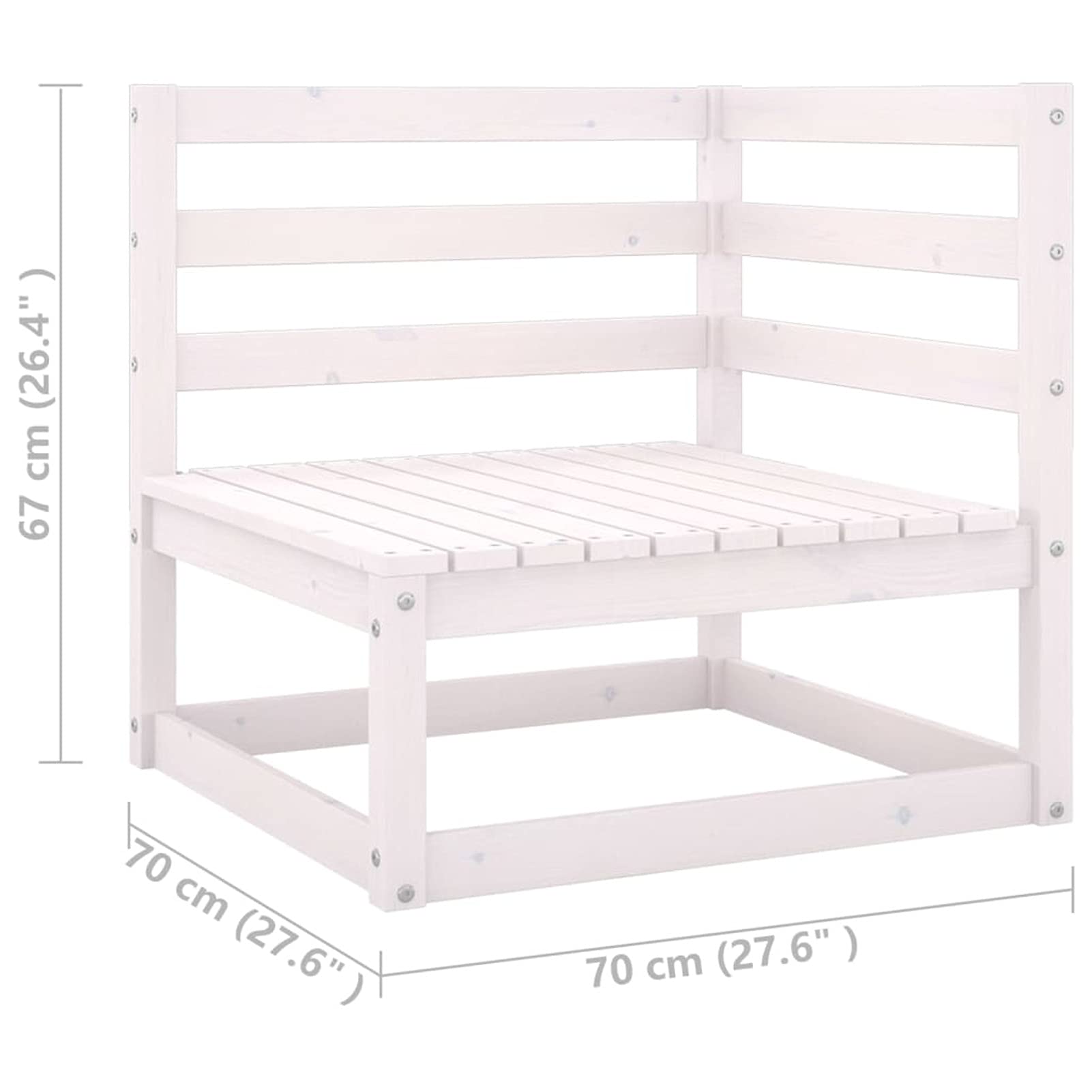 ARKEM Divano da Giardino a 2 Posti Bianco e Cuscini Massello di Pino,Divano Pallet Modulare da Giardino con Posti in Legno di Pino Impregnato con Cuscini,Divano Modulare Giardino da Esterno,Divano in