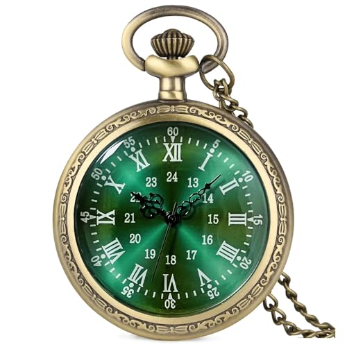 Fogitbok Vintage Quartz Pocket Watch with Chain Analog Pocket Watches