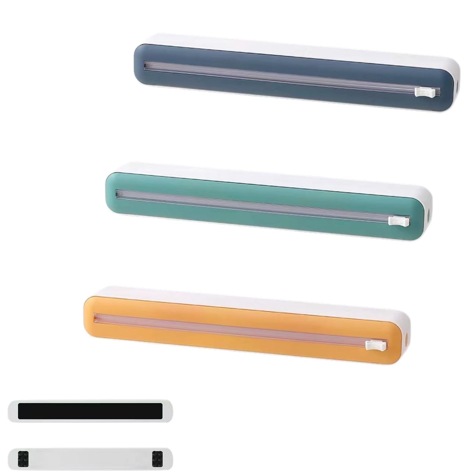 Distributeur de film alimentaire,boîte de rangement avec coupe-film alimentaire,distributeur de papier aluminium et film alimentaire avec coupe-film,pour la cuisine (3 pcs) (Version Aimantée)