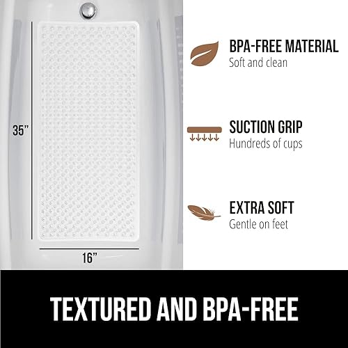 Miniatura 5 de Gorilla Grip - Alfombra de baño, ducha y bañera patentada, lavable a máquina, anti-bacteriana, sin BPA, látex, sin ftalatos, cuadrada, con agujeros