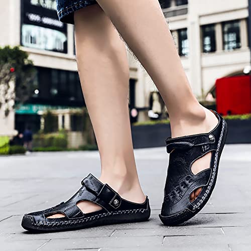Breathable Hand Stitched Foot Cover Casual Beach Lazy PU Outdoor Trade ls for Men Waterproof Shoes Men 42 Black4