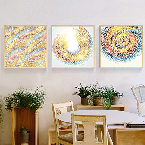 Peinture abstraite colorée en 3 panneaux pour habiller un grand mur vide