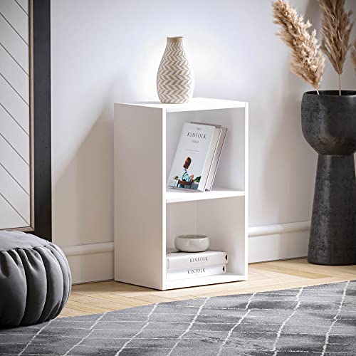 Vida Designs Oxford Bücherregal mit 2 Ebenen, würfelförmig, weiß, Holz-Regaleinheit für Büro, Wohnzimmermöbel