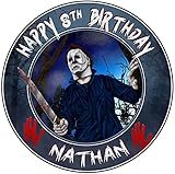 Cakecery Michael Myers Edible Cake Topper Image Personalized Birthday Sheet Party Decoration Round