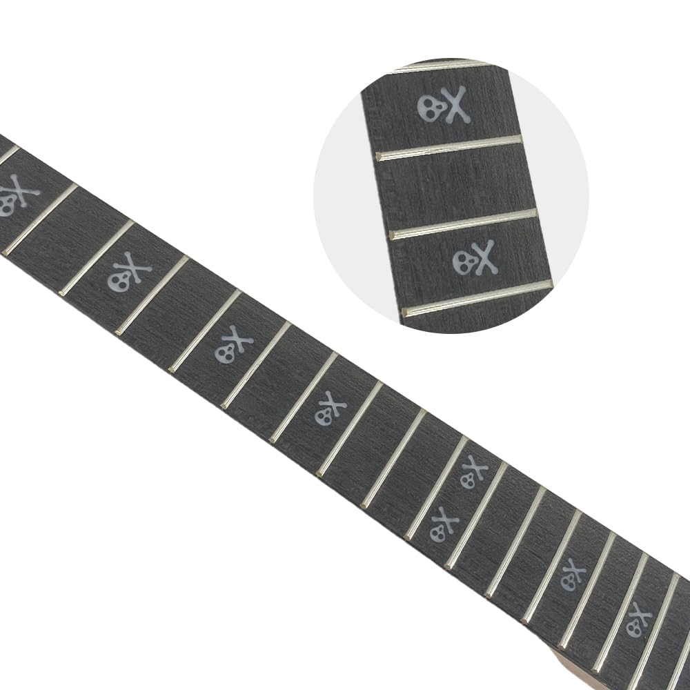 Manico nero per chitarra elettrica, 24 tasti, 64,8 cm, tastiera in acero e palissandro, manico per chitarra, dado di bloccaggio Floyd Rose, bullone sul tallone (nero)