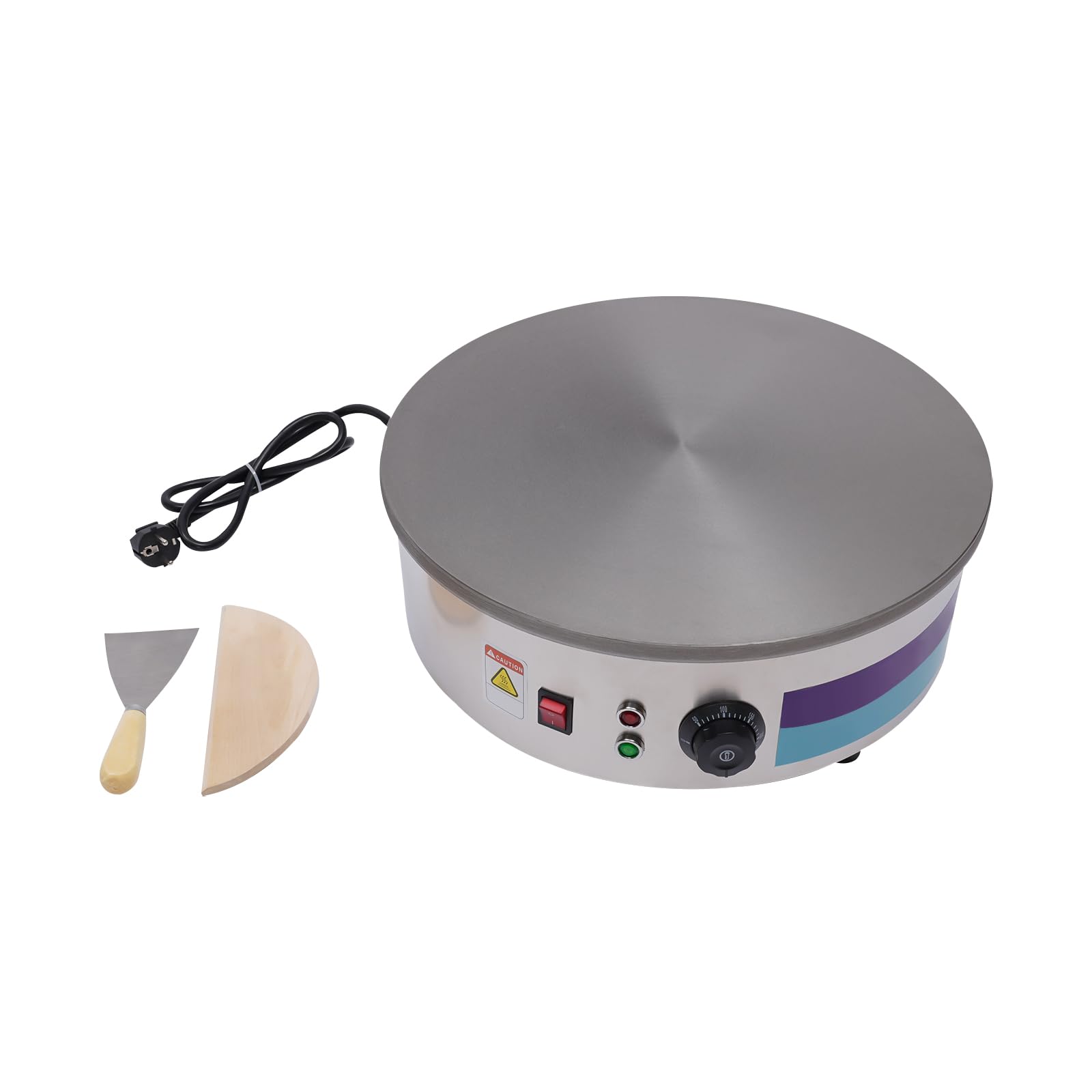 Crêpière électrique à crêpes en acier inoxydable 2800 W 45 cm 220 V professionnel commercial pour crêpes, plaque en acier inoxydable, spatule, distributeur, crêpes, omelettes