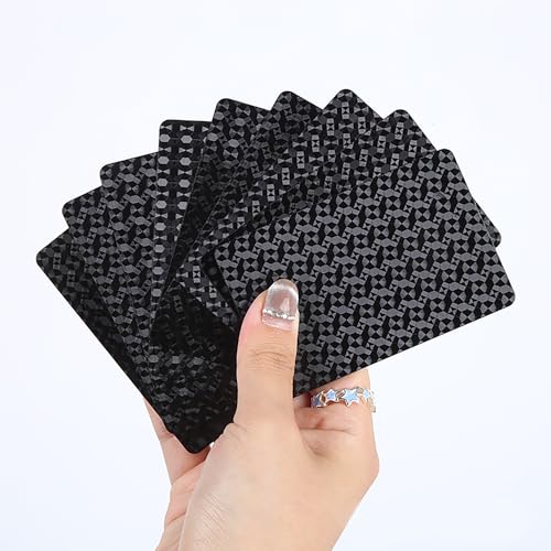 Plastik Spielkarten,wasserdichte Spielkarten,Kartenspiele mit 54 Karten,Schwarze Spielkarten,Maße: 8,8 x 5,8 cm,1 Deck – Bild 6