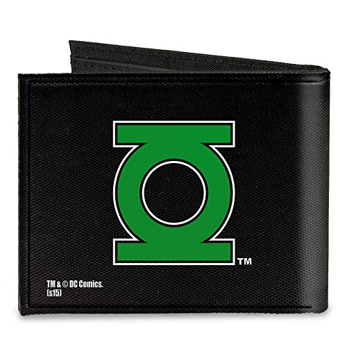 Buckle-Down Canvas Bi-fold Wallet-Green Lantern Logo Close-up Black/gr2