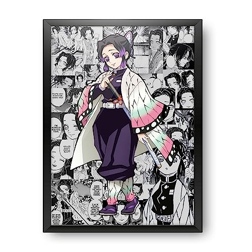 Image of MCSID RAZZ - Demon Slayer - Shinobu Kocho - The Insect Hashira Design A4 Size Poster (With Frame) - Best Gift For Demon Slayer Fans /Best Artifacts To Your Home & Decor /For Anime Fandom