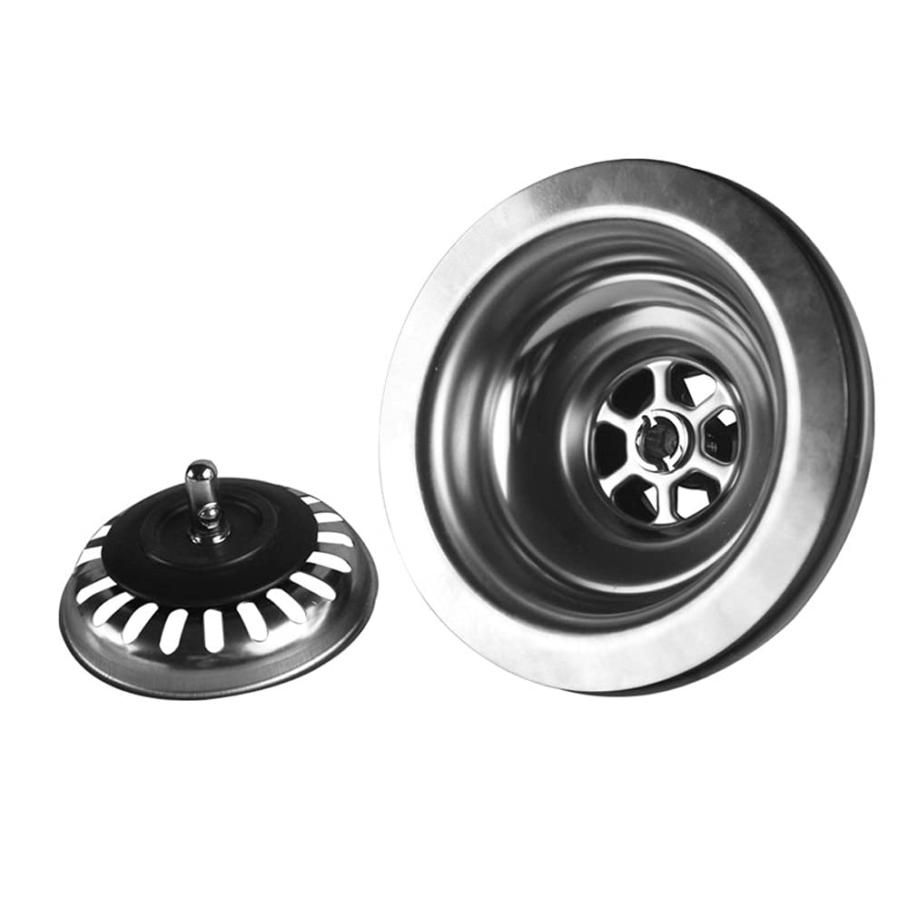 YUZGUHEY Sink drain strainer 114&110mm Stainless Steel Kitchen Drain Assembly Waste Strainer and Basket Stopper Filter(114mm)