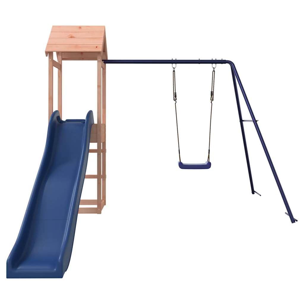 Wieża do zabawy z litego drewna daglezji ze zjeżdżalnią, huśtawką, piaskownicą i platformą 90 cm, zabawka ogrodowa dla dzieci w wieku od 3 do 8 lat, wytrzymała do ogrodu i na podwórko