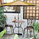 MATONELL 3-Piece Patio Bistro Set - White Cast Aluminum Outdoor Table & 2 Chairs with Tulip Design, Umbrella Hole & Rust-Proof Finish for Garden/Balcony (Bronze)