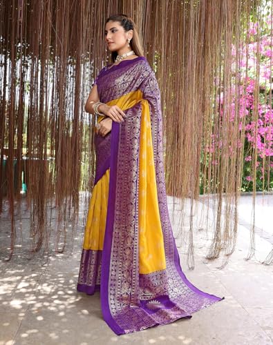 Image of Yashika Women's Banarasi Kanjivaram Art Silk Saree|Sarees for Women Ethnic Wear