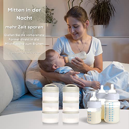 Termichy Milchpulver Portionierer Baby Stapelbar Milchpulver Aufbewahrungsbox 2 Stück (Warmes Grau)