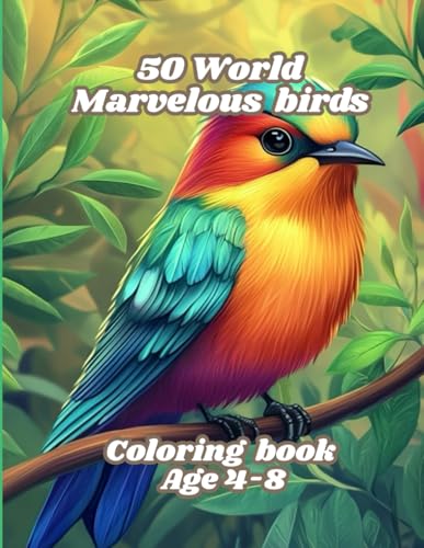50 world marvelous birds: Coloring Book pages for kid 4-8 image 2