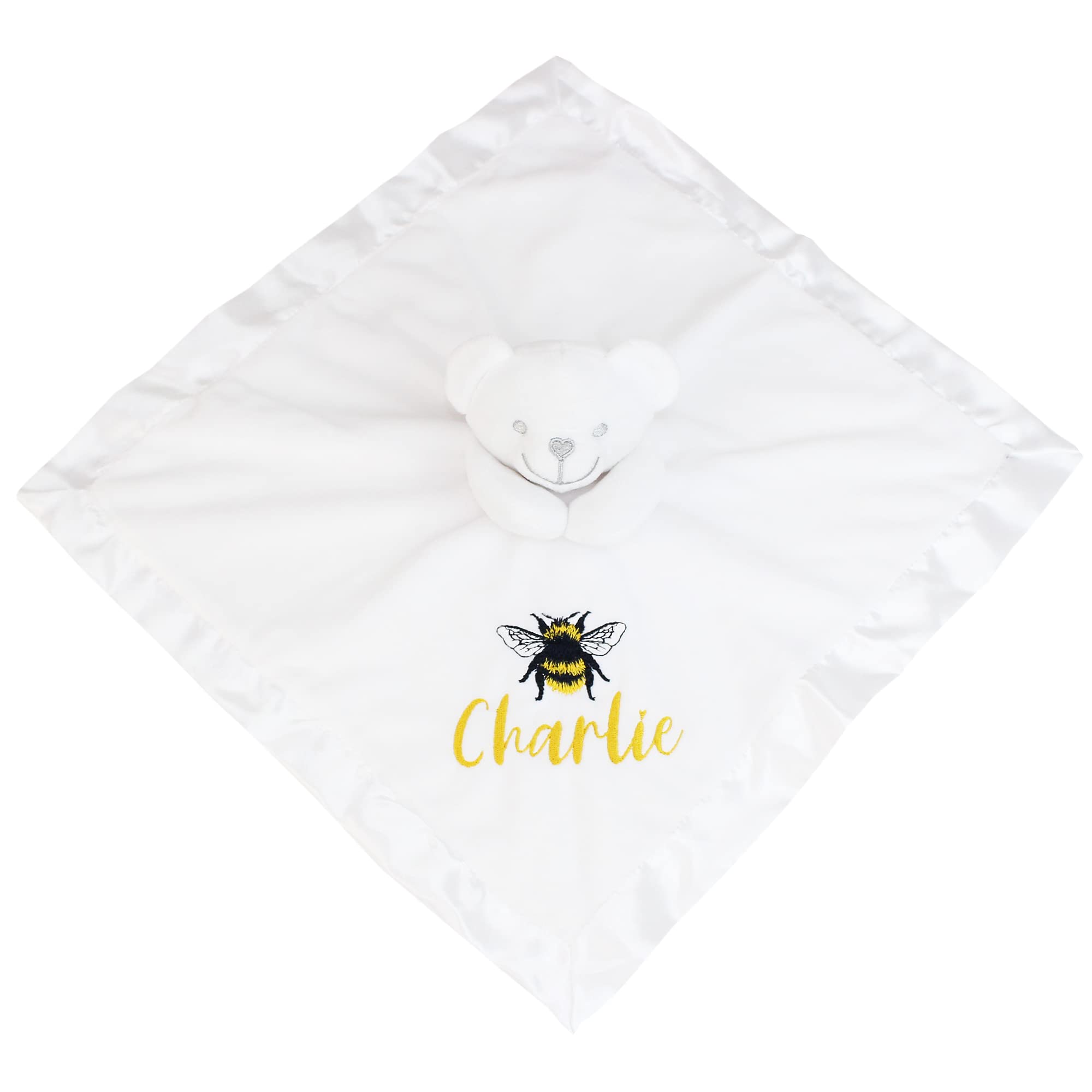 TeddyTsPersonalised White Bumble Bee 3D Teddy Bear Comforter Blanket Gift, 36.00