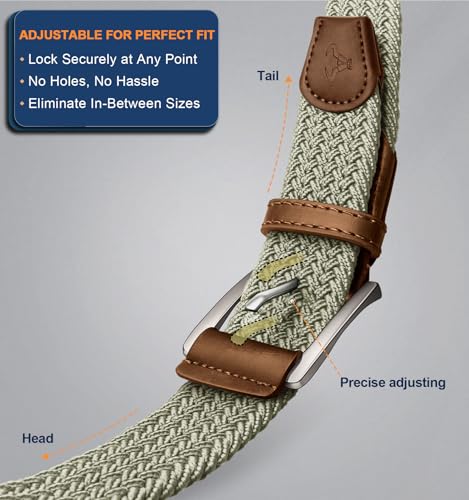 Image of BULLIANT Men's Woven Braided Stretch Web Golf Belt 1 3 /8 inch-Gift Boxed