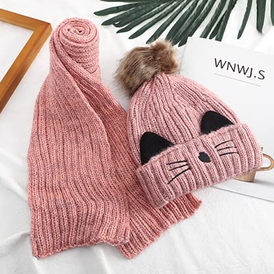 UKKO Kids Winter Hat Children'S Hat Winter Plus Woolen Yarn Hat Scarf Set Autumn And Winter Men And Women Big Children 2-4-8-10 Years Old