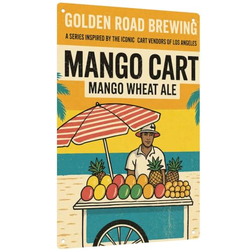 Golden Road Brewing Mango Cart Wheat Ale Decorative Metal Tin Sign 8X12 Inch Aluminum Wall Art For Home Bar Pub Man Cave Garage Decor