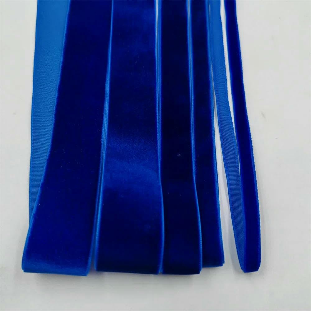 Nastro di velluto blu a faccia singola, 6-25 mm, 5-300 iarde, decorazione per feste, fatto a mano, fiocco per capelli, fai da te, Natale, anelastico, 25 mm x 25 iarde, V014, blu real
