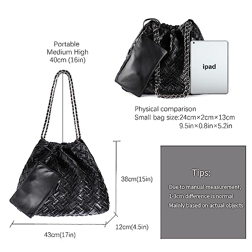 Bolso Hobo de Cuero Tejido para Mujer con 2 Carteras miniatura 4