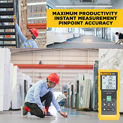 Image of Fluke 404E 40mtr Digital Laser Distance Meter Tape with Free Carry Case Large LCD Display IP54 Dust & Water Resistant Distance Area and Volume Measurement (1 Year Warranty)