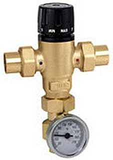 Caleffi 521519AC Mixing Cal 3-Way Thermo Mixing Valve with checks, Low-Lead Brass with Adaptor by Caleffi
