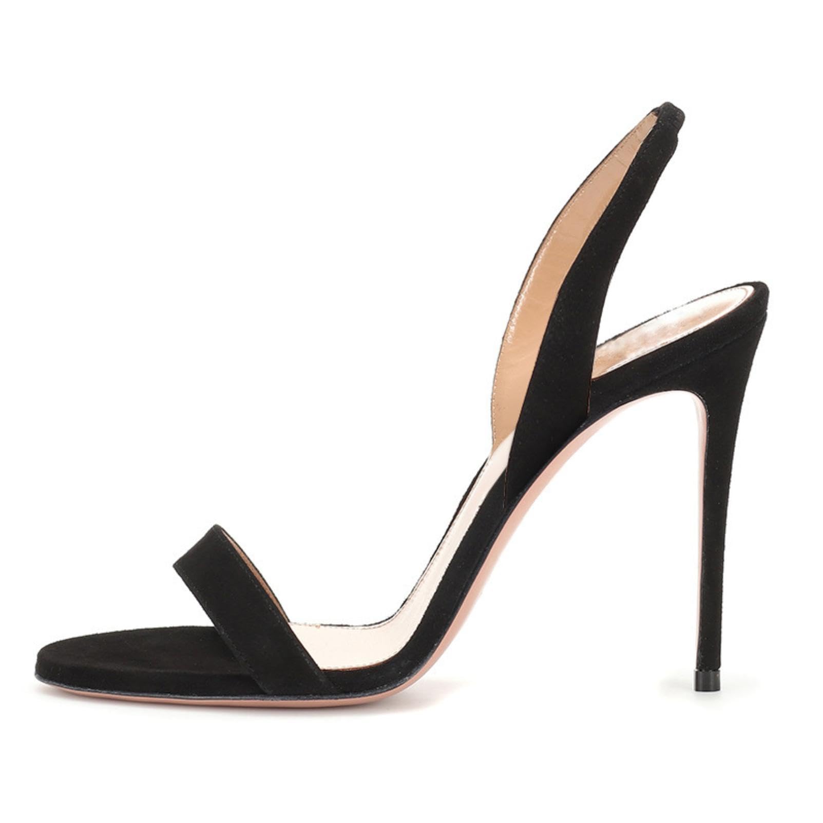 Genérico Sandalias Mujer Punta Redonda Tacón Stiletto Slingback Correa Tobillo Punta Abierta Acabado Metálico Zapatos Elegantes Moda para Fiesta Club Noche