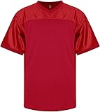 RE-HUO Blank Football Jersey Mesh Practice Athletic T-Shirt Plain Hip Hop Sports Jersey(L, Red)