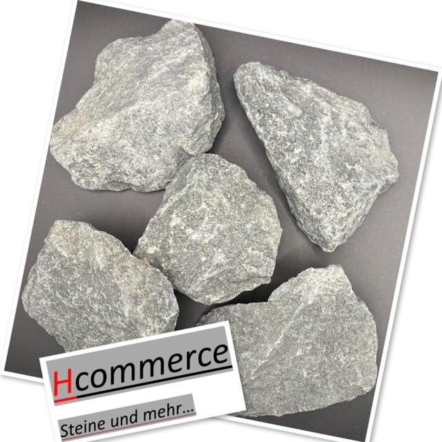 HCommerce Pierres de sauna de qualité supérieure - Diabas - Compatible avec tous les poêles de sauna - Résistantes à la chaleur - Grain 40 à 80 mm (2,5 kg)