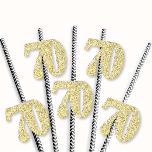 Pitillos de papel decorativos con brillo dorado set 25 miniatura 3