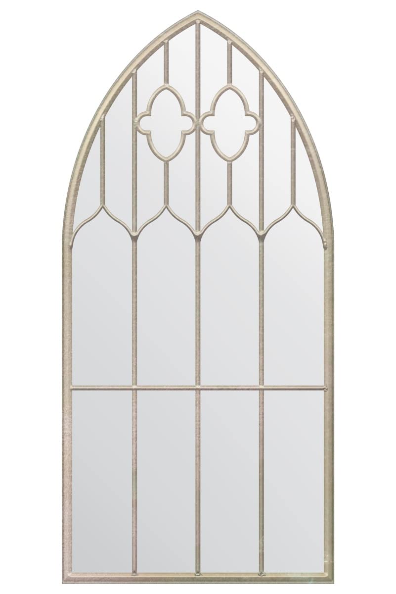 Large Mirror Cream Rustic Arched Window Garden Outdoor New 4ft7 x 2ft5