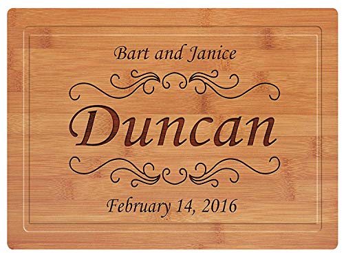 Personalized Custom Natural Bamboo Cutting Board for Wedding, Engagement, House Warming Gift. Your...