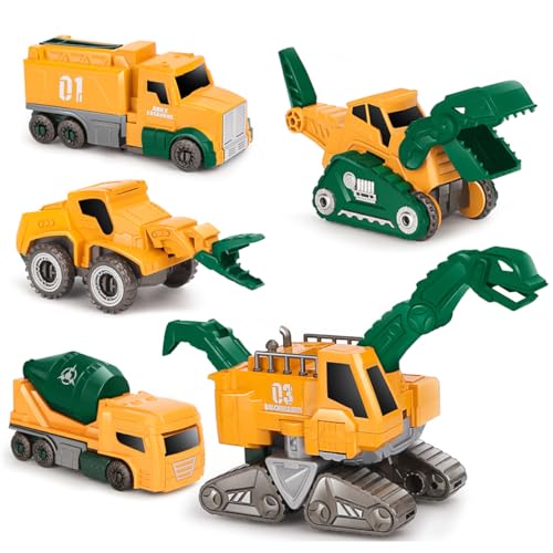 Dreamon Dinosaurios Juguete para Niños, 5 en 1 Robot Juguetes de Construcción Vehículos de Construcción Regalo para Niños de 5 6 7 años