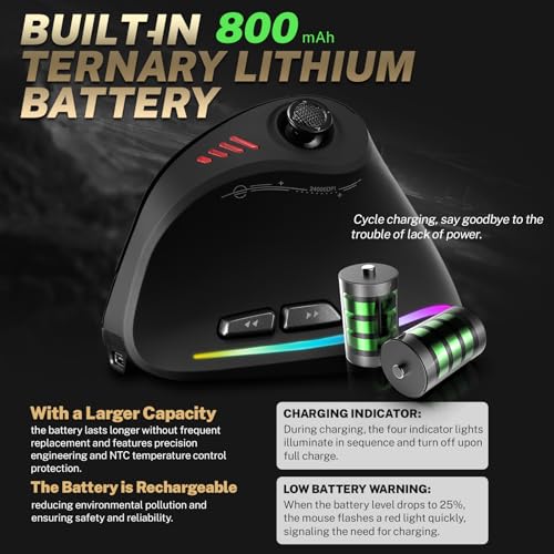 Image of Gaming Mouse with 5 D Rocker, Wireless Vertical Mouse with [24000 DPI] [12 Programmable Buttons], Computer Mouse for Gamer /PC /E-Sports /Laptop (Black)