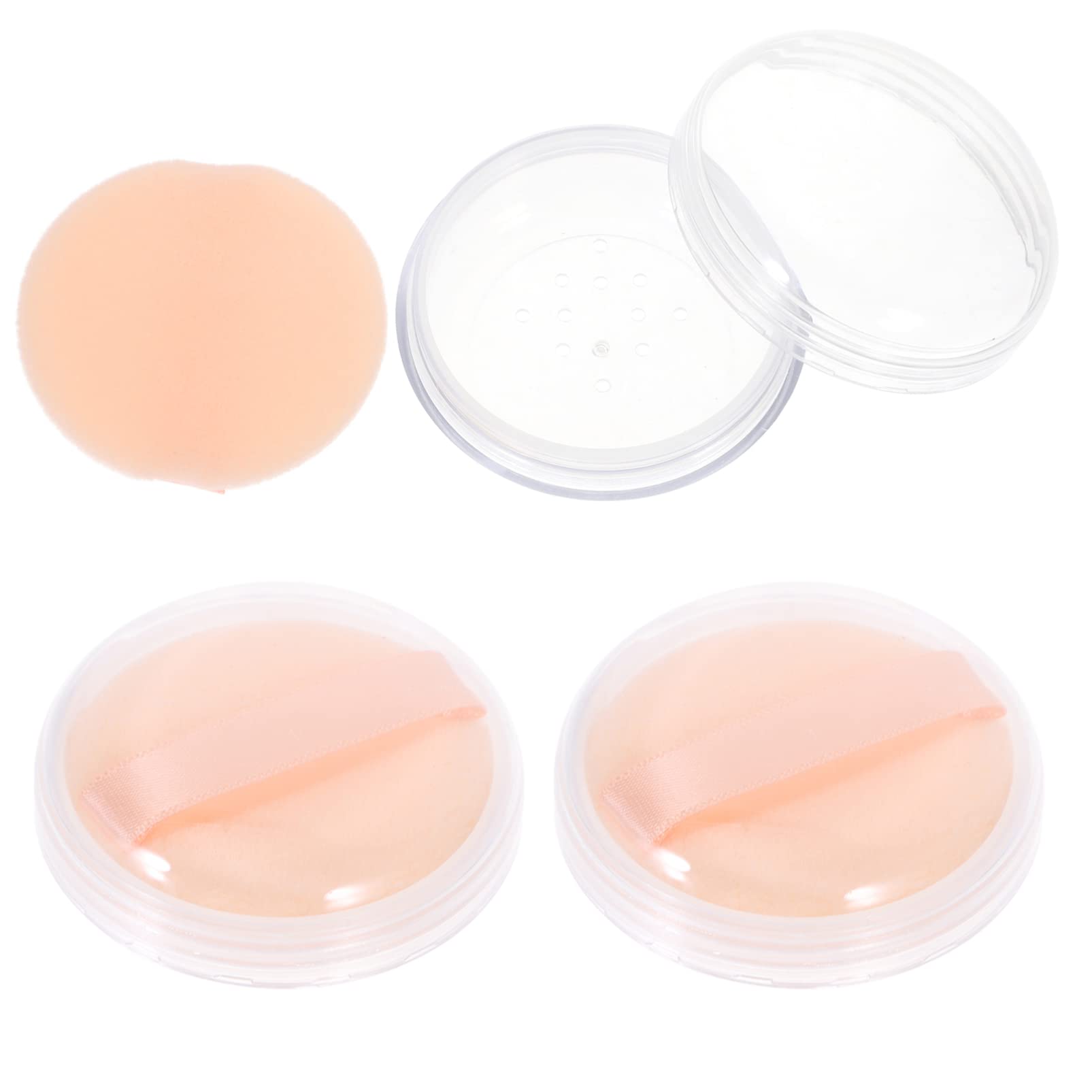 Beavorty Kawaii Makeup Korean Makeup Korean Makeup Loose Compact Box: 3 Sets of Empty Loose Container Refillable Make-up Holder Case with Puff for Diy Makeup Setting Powder Setting Powder