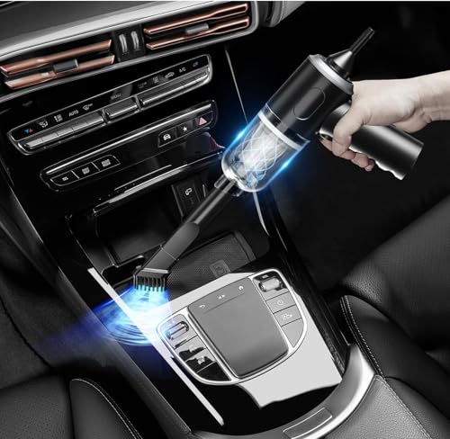 Image of 3 in 1 Car Vacuum Cleaner, 12000PA High Power Handheld Vacuum Cordless Portable Mini Vacuum Cleaner Car Accessories, Compressed Air Duster Keyboard Cleaner for Car,Desktop,Pet Hair Cleaning
