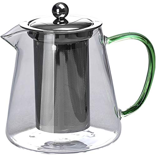 Dzbanek do herbaty ze szkła borokrzemianowego, okrągły, odporny na ciepło, z zaparzaczem do herbaty, mlekiem, herbatą Oolong, 750 ml.