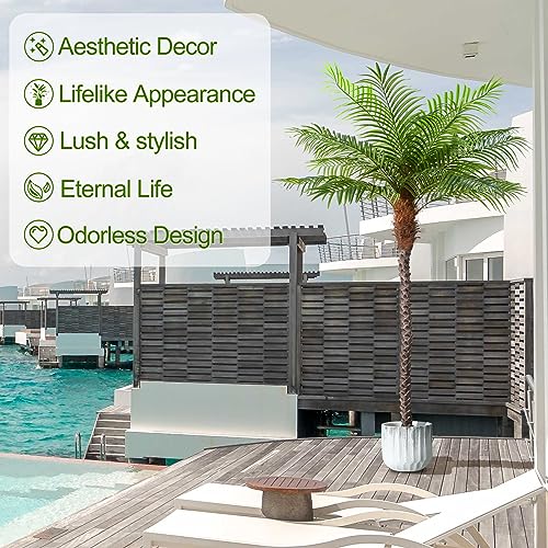 Image of 8.5ft Tall Artificial Phoenix Palm Tree for Outdoors Indoor Decor, Large Faux Coconut Silk Palm Tree Tropical Fake Tree Perfect for Outside Patio Poolside Porch Home Office Decor (Set of 2)