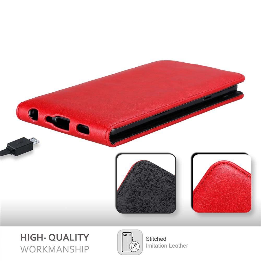 Cadorabo Custodia per WIKO VIEW GO in ROSSO MELA - Protezione in Stile Flip con Chiusura Magnetica - Case Cover Wallet Book Etui