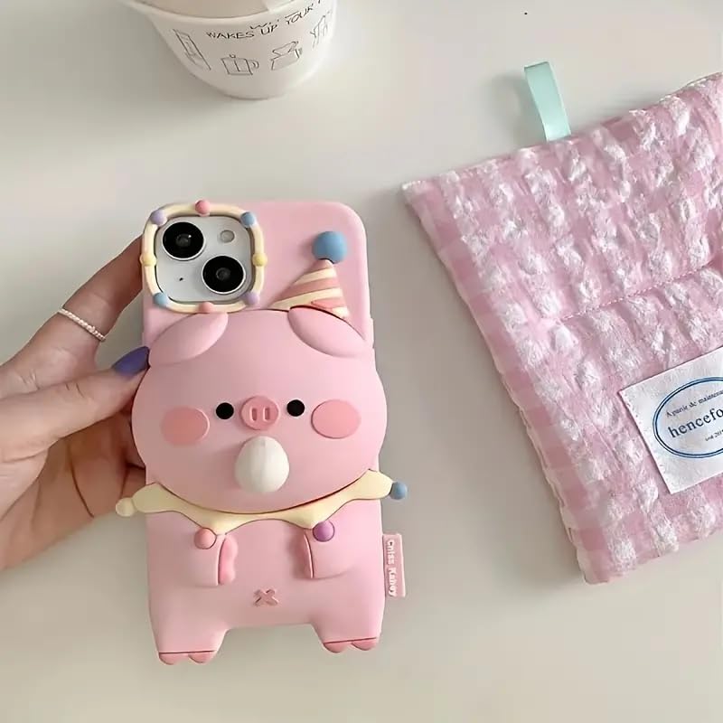 Image of COVERLY for iPhone 12 Pro 3D Pig Blowing Bubble Gum Case,Full Protective Squishy 3D Toy Lovely Piglet Play Back Case Cartoon Cute Soft Silicone Fashion Funny Phone Cover for Apple iPhone 12 Pro