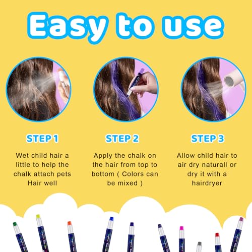 10 Stück Temporäre Haarfärbe-Stifte,Haarkreide für Mädchen Set,10 Farben Haarkreide,Auswaschbar,Ideal für Geburtstage,Halloween,Weihnachten,Temporäre Haarfarbe